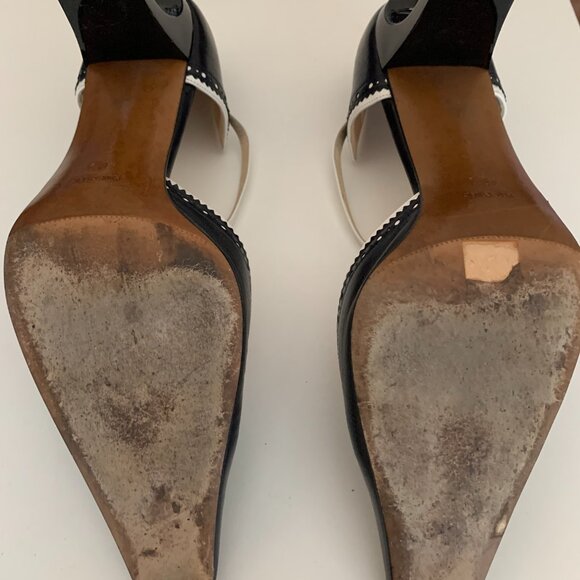 Christian Dior Navy and White Spectator Ankle Strap Heels - Picture 8 of 10